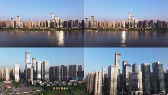 长沙湘江新区湖南金融中心航拍高清在线视频素材下载