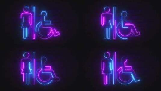 女厕所霓虹灯标志背景环高清在线视频素材下载