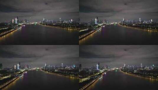 航拍广州珠江新城夜景广州大景高清在线视频素材下载