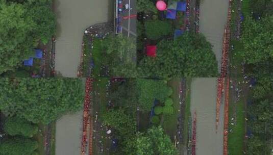 中国广东省广州市天河汇彩路深涌杯龙舟比赛高清在线视频素材下载