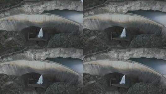 水坝放水航拍高清在线视频素材下载