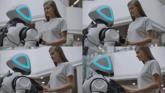 机器人，青少年，女人，未来主义高清在线视频素材下载