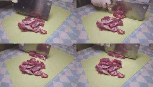 切梅花肉切猪肉高清在线视频素材下载