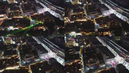 广西南宁三街两巷历史文化街区夜景航拍高清在线视频素材下载