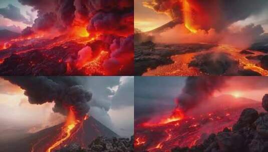 末日活火山爆发喷发岩浆自然灾害ai素材原高清在线视频素材下载