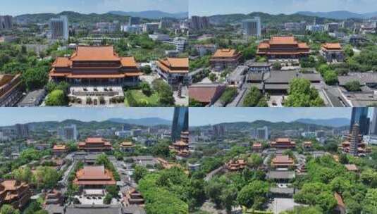 福州西禅古寺航拍寺庙古建筑城市景观风景高清在线视频素材下载