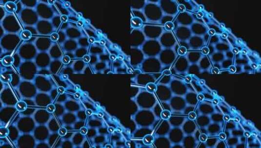 蓝色纳米管纳米结构循环动画。科学研究与技高清在线视频素材下载