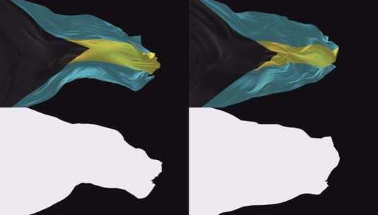 巴哈马国旗迎风飘扬的3d动画。高清在线视频素材下载