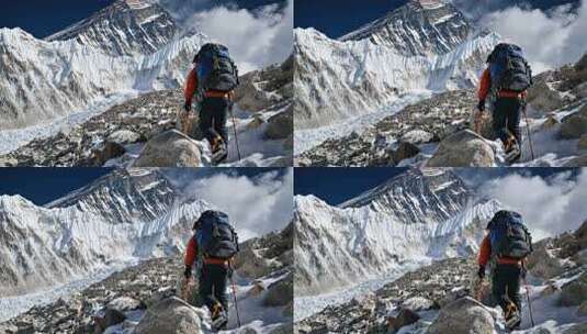 登山极限运动 勇攀高峰高清在线视频素材下载