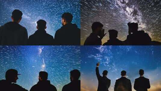 男性 仰望 天空 星空 憧憬 梦想 自由高清在线视频素材下载