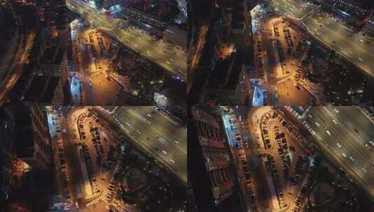 长春亚泰大街夜景航拍高清在线视频素材下载