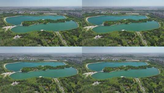 甘肃嘉峪关市东湖旅游景区城市航拍高清在线视频素材下载