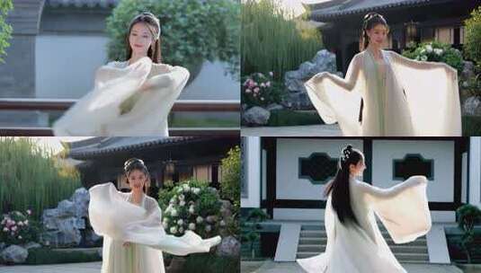 古风女子轻纱曼舞高清在线视频素材下载