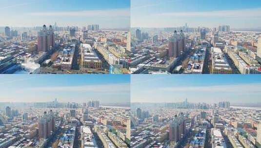 哈尔滨城市建筑风景航拍高清在线视频素材下载