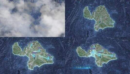 丽江市-光线汇聚写实地图高清AE视频素材下载