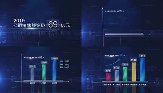 简洁高端企业科技柱状图宣传展示AE模版高清AE视频素材下载