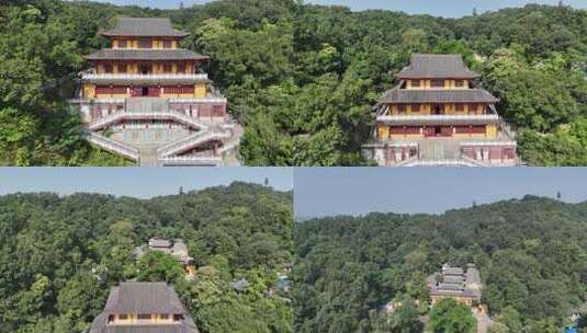 湖北鄂州西山古灵泉寺航拍高清在线视频素材下载