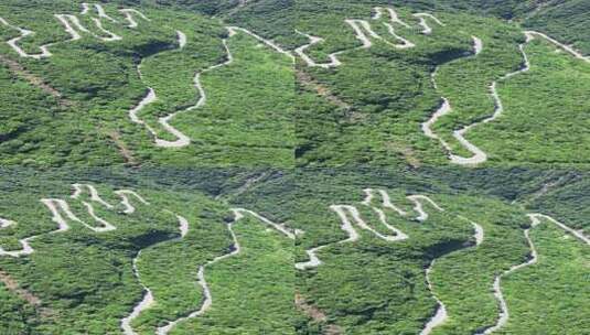 竖版航拍湖北十堰十回首盘山公路高清在线视频素材下载