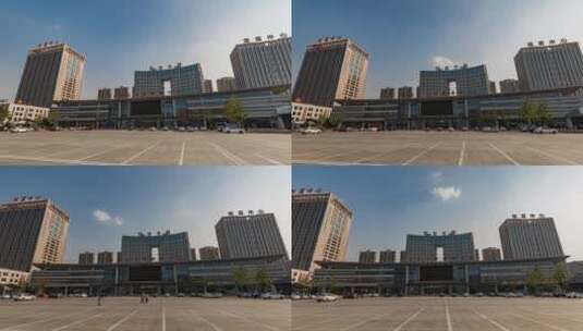 4k延时山东聊城开发区创业大厦高清在线视频素材下载