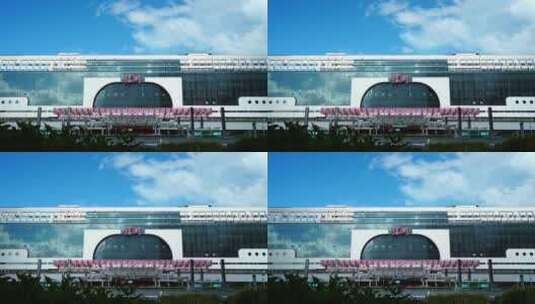 蓝天白云深圳火车站4K超清实拍视频素材高清在线视频素材下载