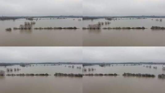 航拍下英国冬季洪水造成的破坏高清在线视频素材下载
