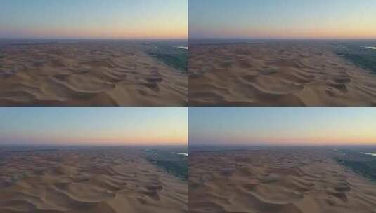 内蒙古阿拉善腾格里沙漠日出航拍高清在线视频素材下载