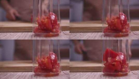 厨师榨汁制作番茄汁 (3)高清在线视频素材下载