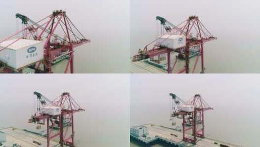 独山港货运码头航拍4高清在线视频素材下载