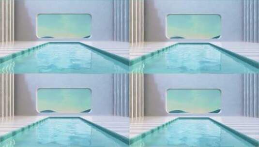 3D蓝色泳池动画高清在线视频素材下载