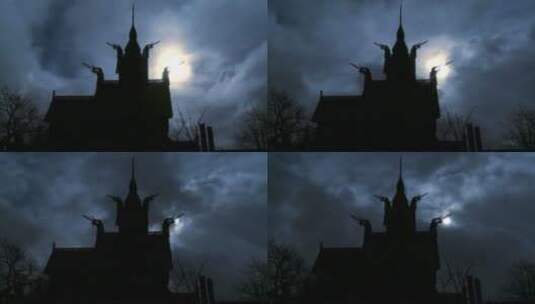 乌云下的教堂高清在线视频素材下载