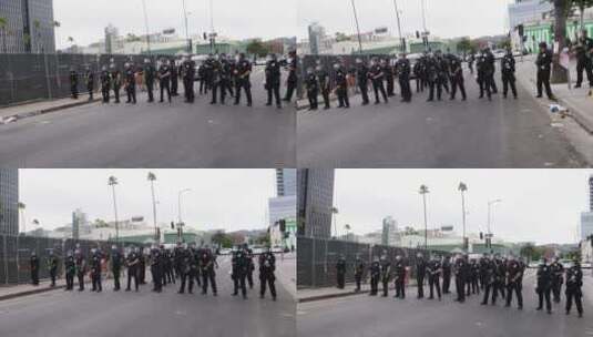 警察在抗议期间封锁街道高清在线视频素材下载