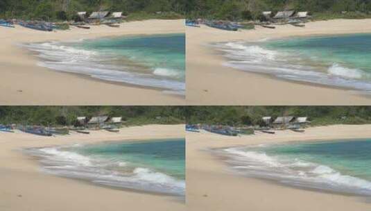 海滩上的蓝色波浪高清在线视频素材下载