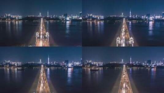 武汉长江大桥航拍延时视频高清在线视频素材下载