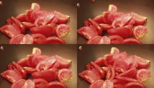 炒制西红柿制作番茄底料高清在线视频素材下载
