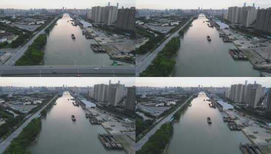 无锡京杭大运河延时4K航拍高清在线视频素材下载