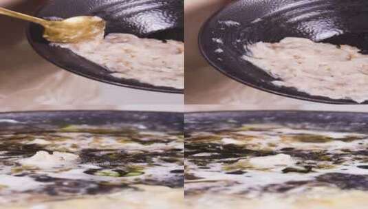 虾滑紫菜汤制作高清在线视频素材下载