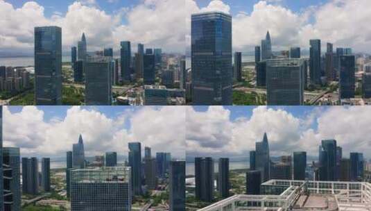 百度国际大厦航拍中景越过高清在线视频素材下载