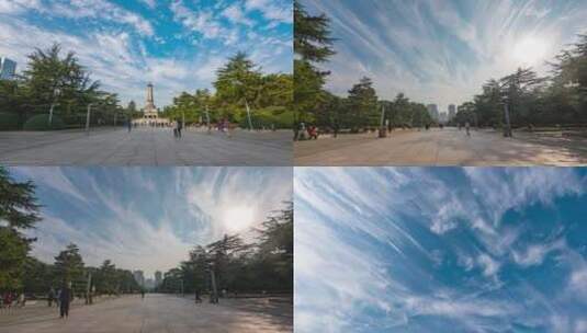 6k长沙烈士公园蓝天白云延时高清在线视频素材下载