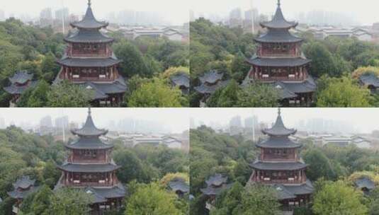 航拍衡阳雁峰寺回雁阁古建筑高清在线视频素材下载