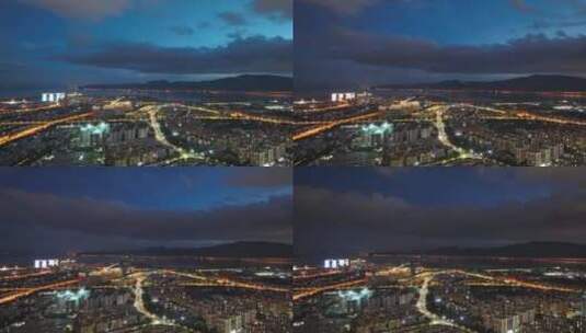 空镜-城市上空日转夜延时4k(晚上)高清在线视频素材下载