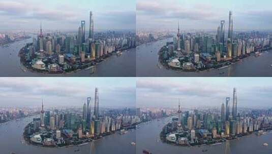 上海陆家嘴金融城航拍高清在线视频素材下载