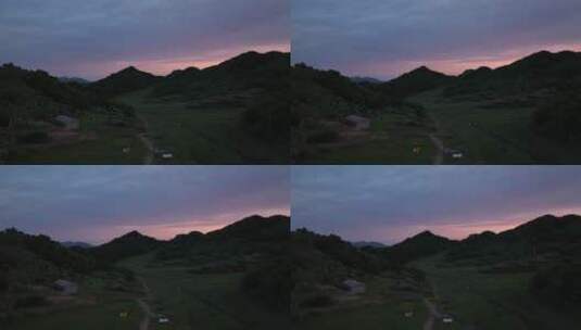 4K草原日出延时风景摄影逆光建筑红色朝霞高清在线视频素材下载