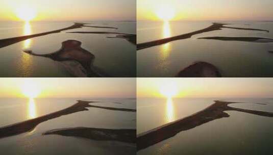 日出时分在岛屿上空拍摄的美丽航拍高清在线视频素材下载