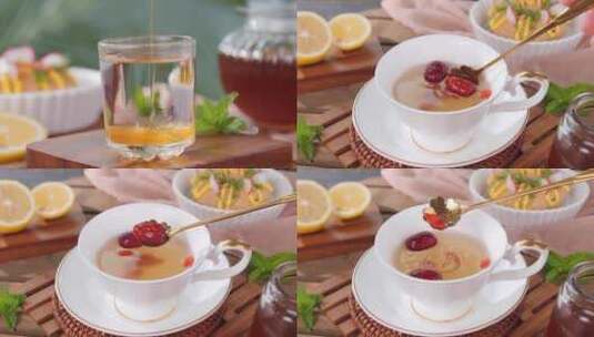 红枣枸杞蜂蜜水高清在线视频素材下载