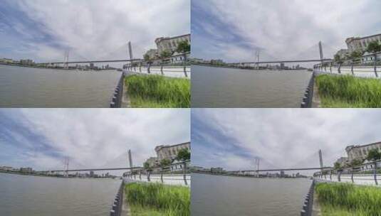 上海黄浦江南浦大桥大桥延时摄影高清在线视频素材下载