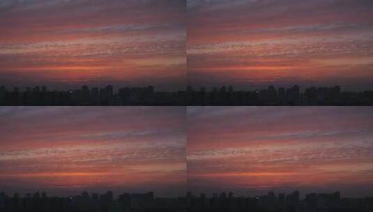 上海城市傍晚火烧云高清在线视频素材下载