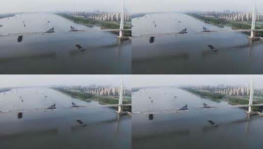 江苏省南京市长江五桥航拍风光高清在线视频素材下载