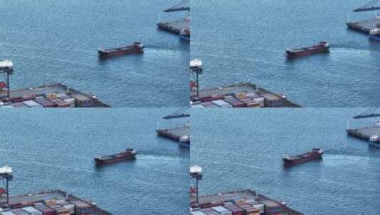 一艘货轮在盐田港行驶中高清在线视频素材下载