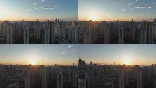 上海浦西日出航拍空镜高清在线视频素材下载