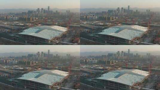 杭州西站交通枢纽工程4K航拍高清在线视频素材下载